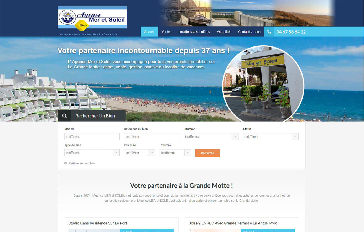 Création site immobilier La Grande Motte Hérault